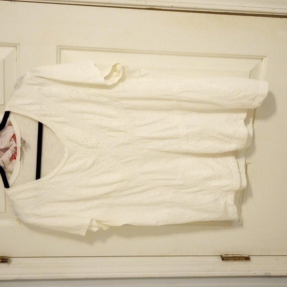 Chico's White Blouse with Eyelet Detail
